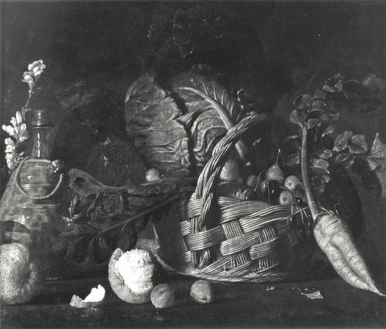 A. C. Cooper — Anonimo spagnolo sec. XVII - Natura morta con cesto di frutta e ortaggi — insieme